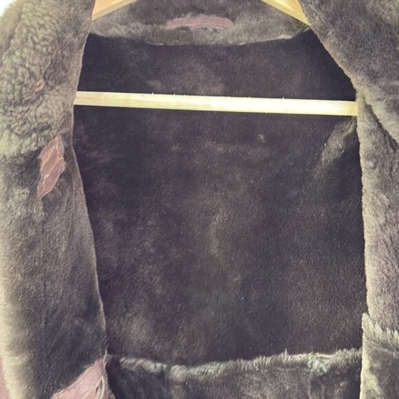 Sawyer of Napa Brown, Mandarin collar, shearling full length coat vintage - Picture 13 of 13